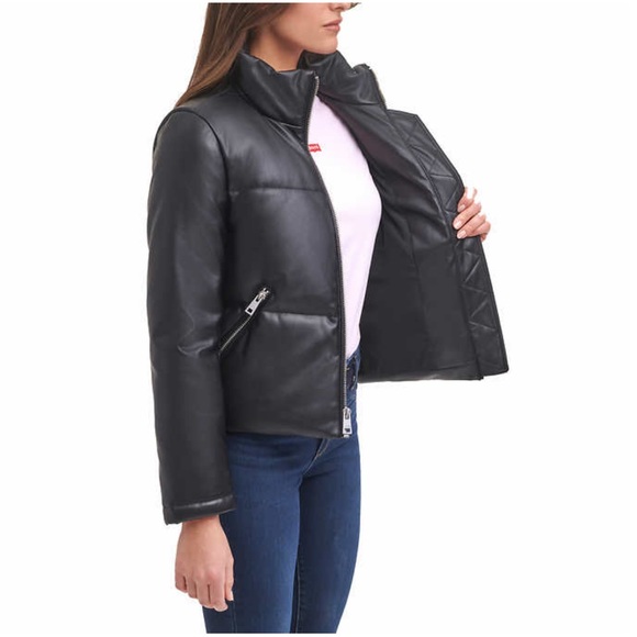 Levi's Ladies Faux Leather Puffer ~ BLACK - Picture 3 of 6